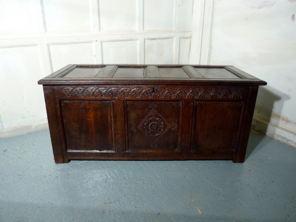 18th Century  Carved Oak Coffer 