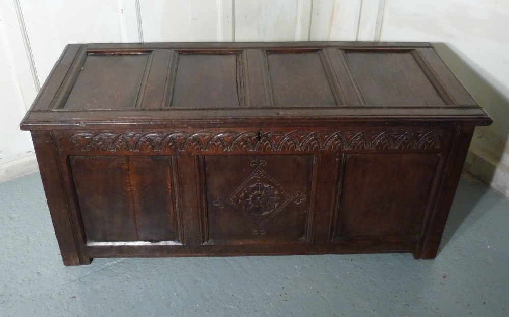 18th Century  Carved Oak Coffer  View II