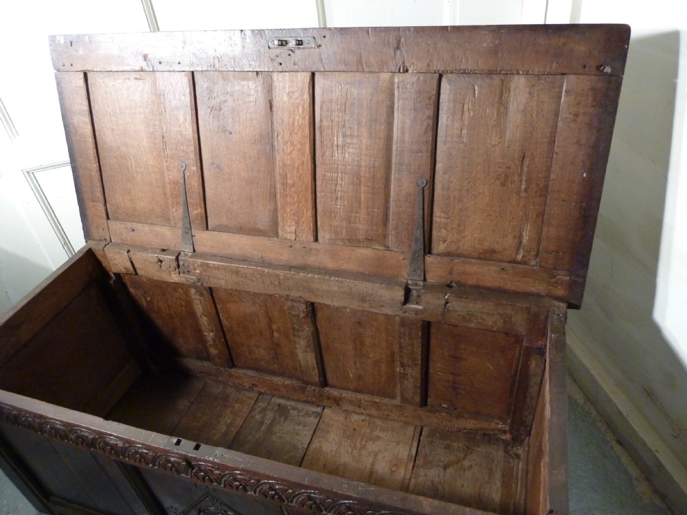 18th Century  Carved Oak Coffer  View V