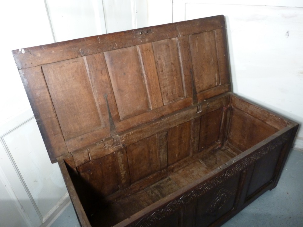 18th Century  Carved Oak Coffer  View VI