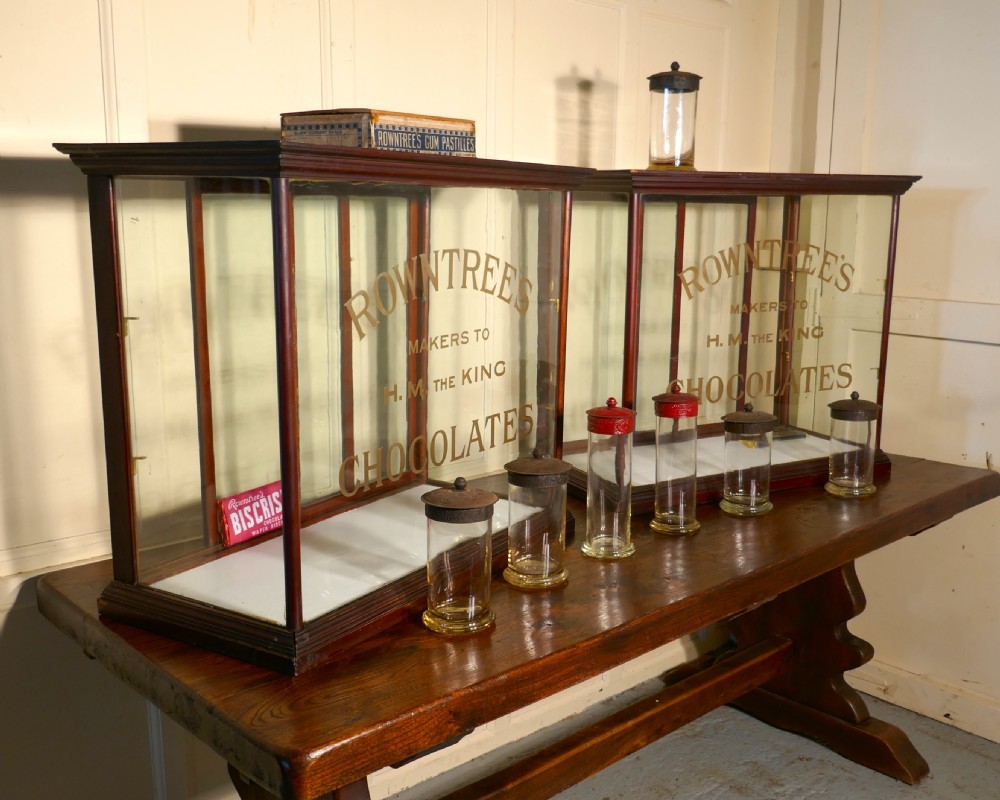 Very Rare Pair of Sweet Shop Display Cabinets, Rowntree’s Chocolates View V
