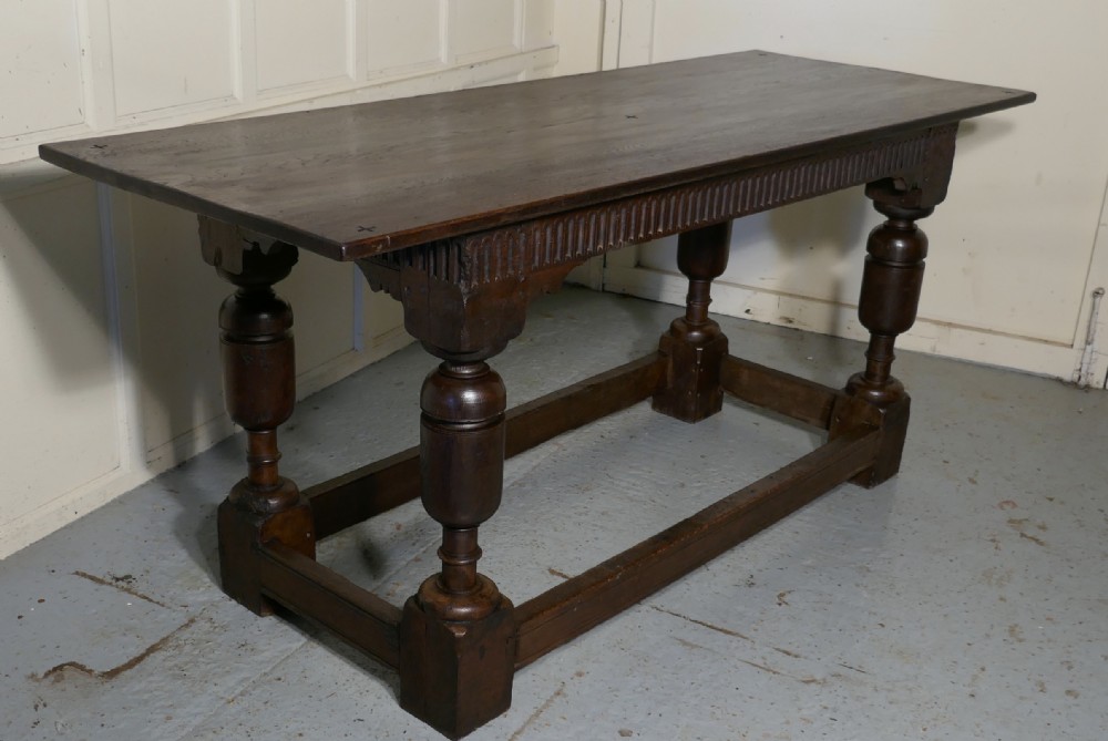 Arts and Crafts Gothic Carved Oak Table 