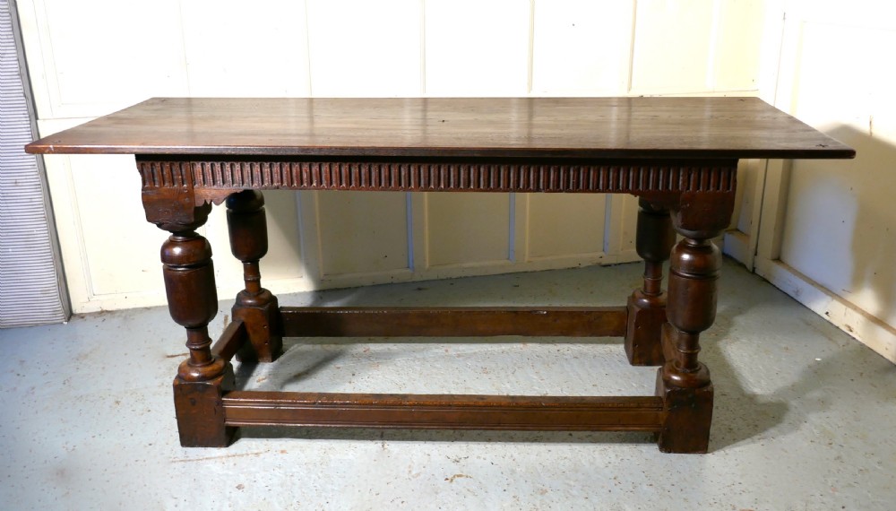 Arts and Crafts Gothic Carved Oak Table  View II