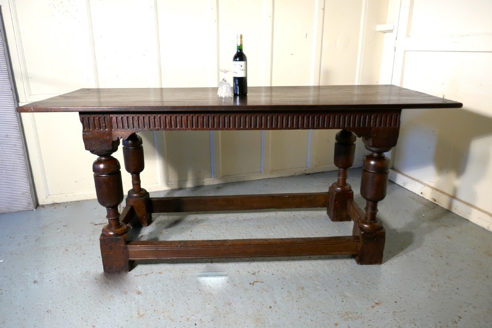 Arts and Crafts Gothic Carved Oak Table  View III