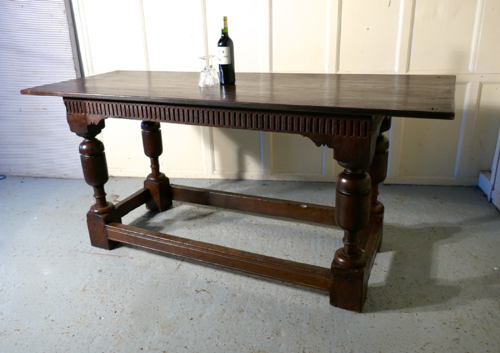 Arts and Crafts Gothic Carved Oak Table  View VI