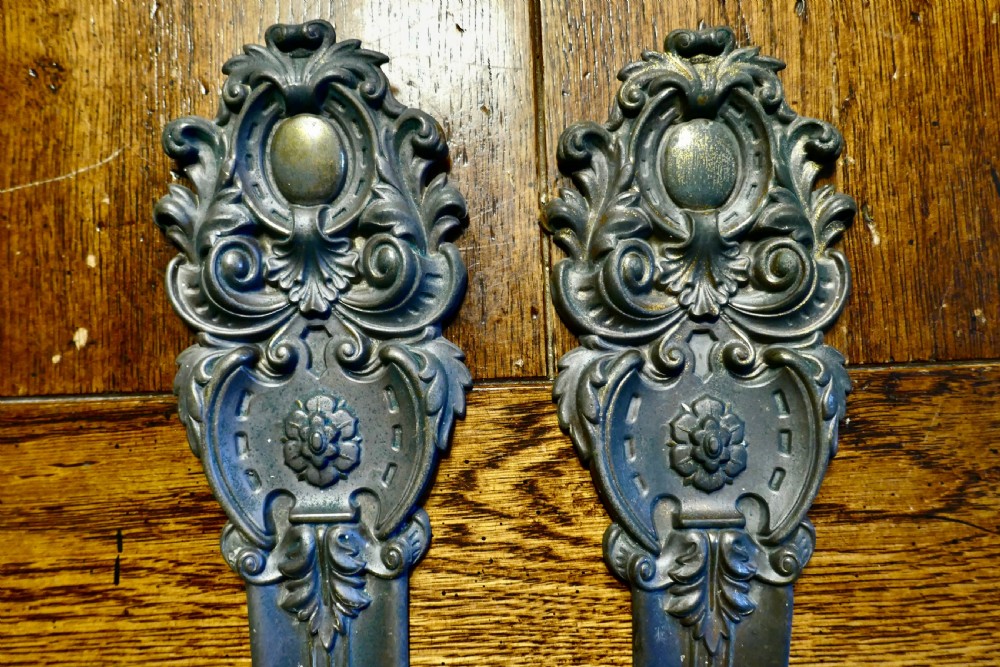 A Pair of Rare Early English 19th Century Patinated Brass Curtain Tie Backs  View II
