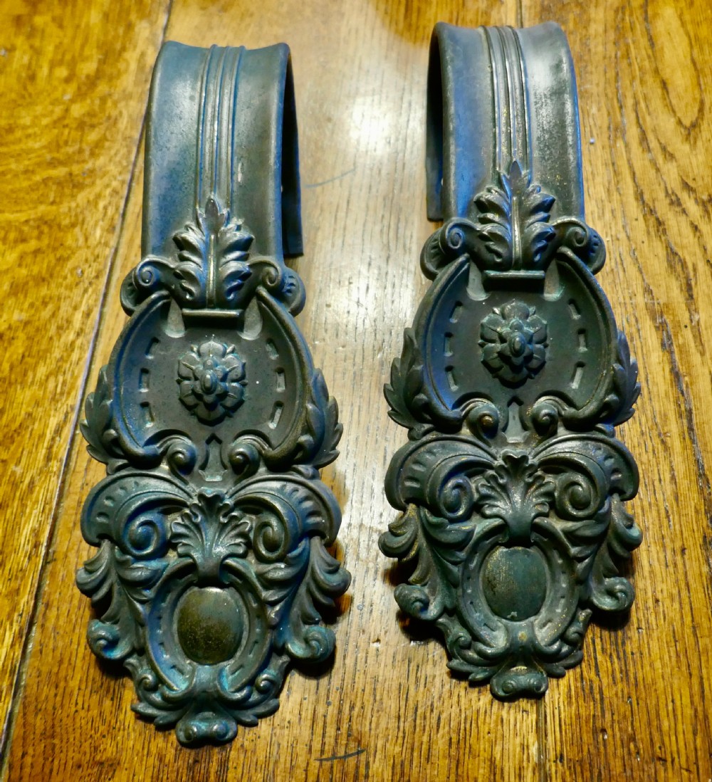 A Pair of Rare Early English 19th Century Patinated Brass Curtain Tie Backs  View III