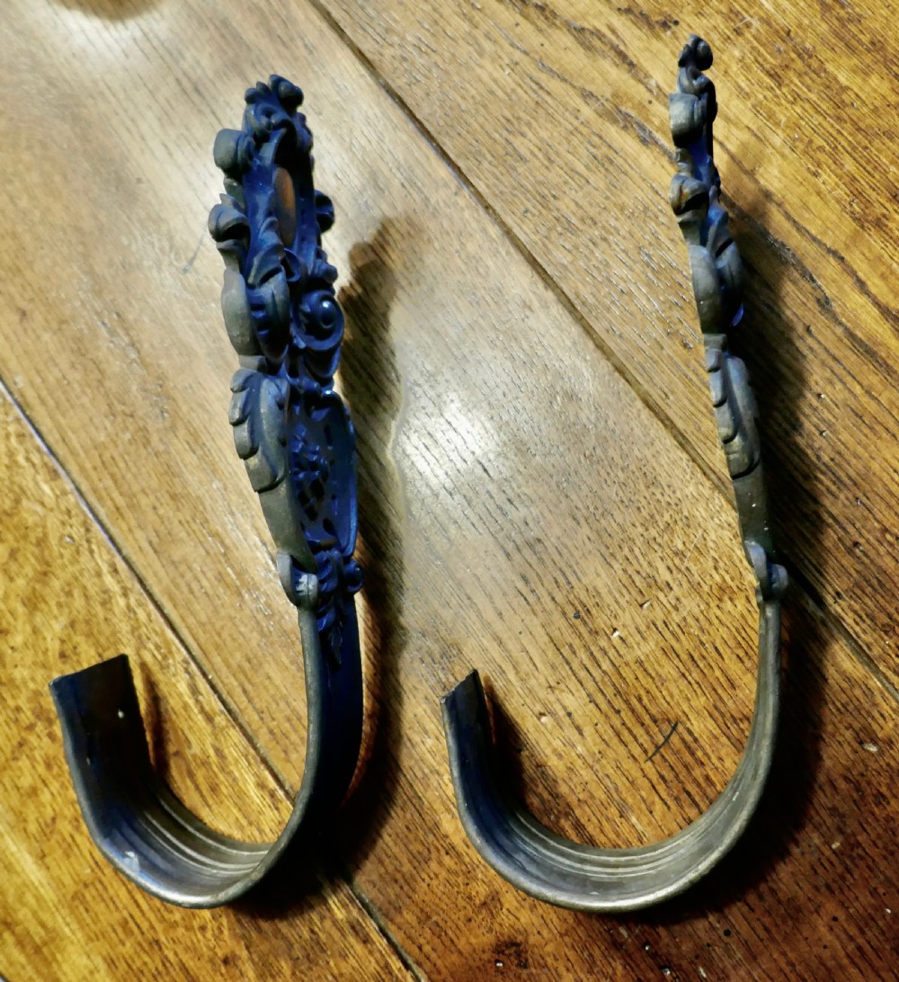 A Pair of Rare Early English 19th Century Patinated Brass Curtain Tie Backs  View V