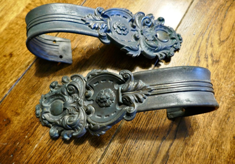A Pair of Rare Early English 19th Century Patinated Brass Curtain Tie Backs  View VI