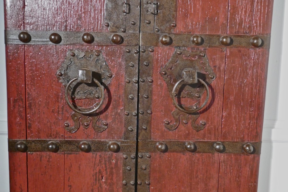 18th Century Heavy Painted Oak and Iron Oriental Doors View VI