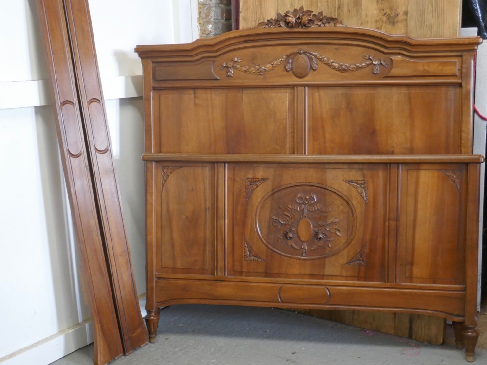 French Carved Walnut Double Bed