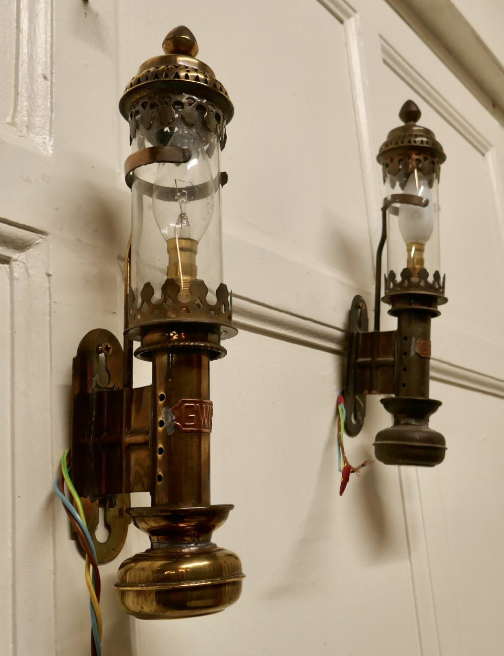 3 Pullman Style Brass Lamps, Railway Carriage Wall Lights View III