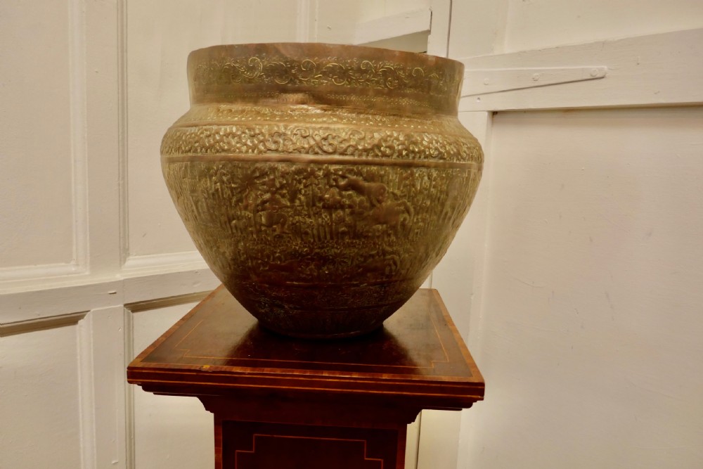 Large 19th Century North African Brass Jardiniere Pot