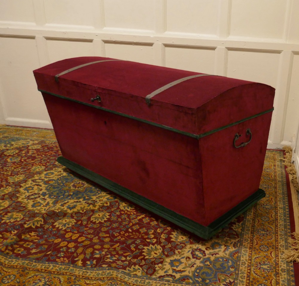 A Large European upholstered Pine Dome Top Chest   View IV