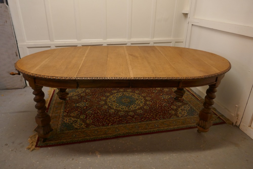 A Large Victorian  Golden Oak Oval Extending Dining Table  View VI