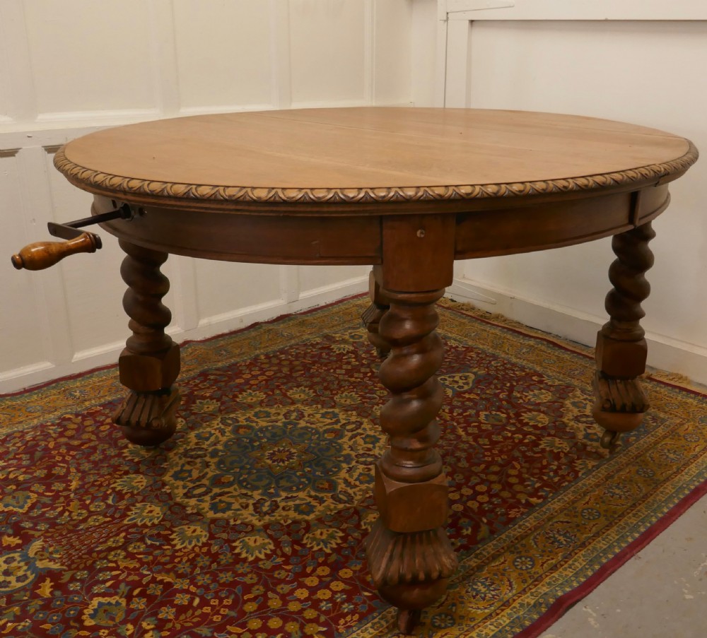 A Large Victorian  Golden Oak Oval Extending Dining Table  View VII