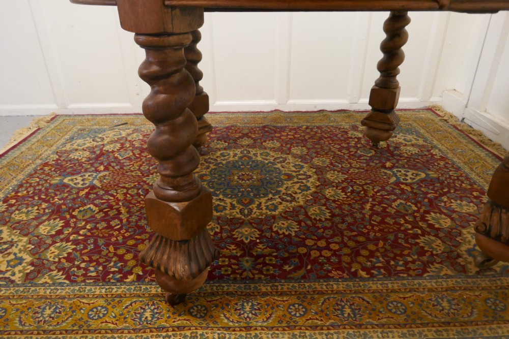 A Large Victorian  Golden Oak Oval Extending Dining Table  View X
