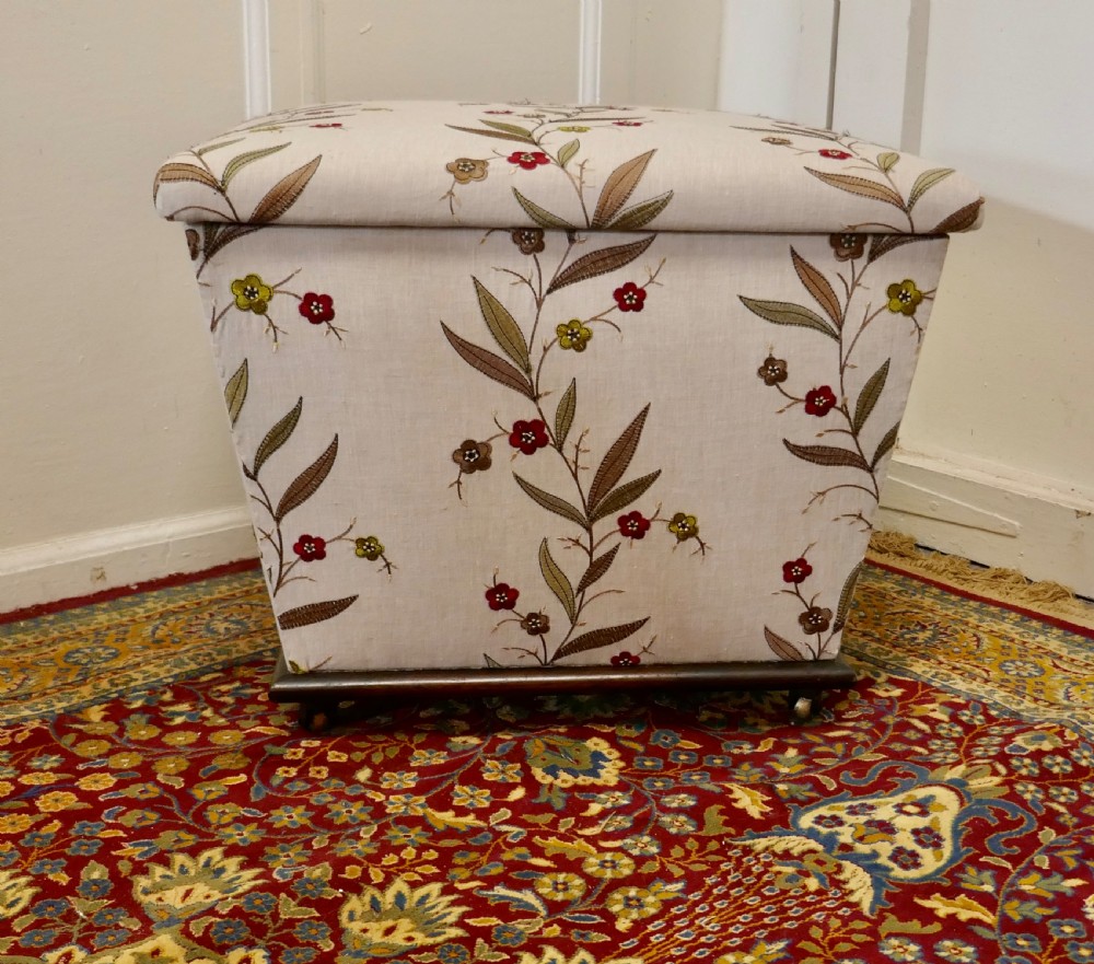 Victorian Square Upholstered Ottoman Stool View II