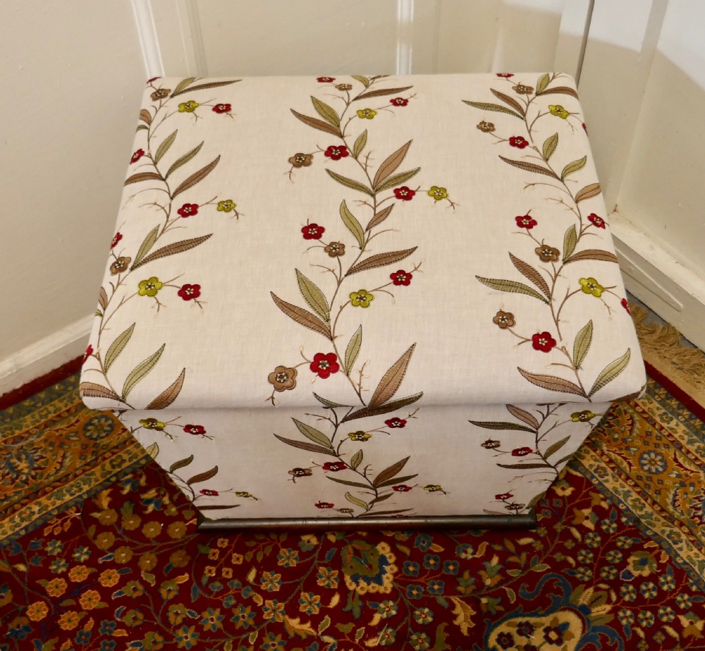 Victorian Square Upholstered Ottoman Stool View III