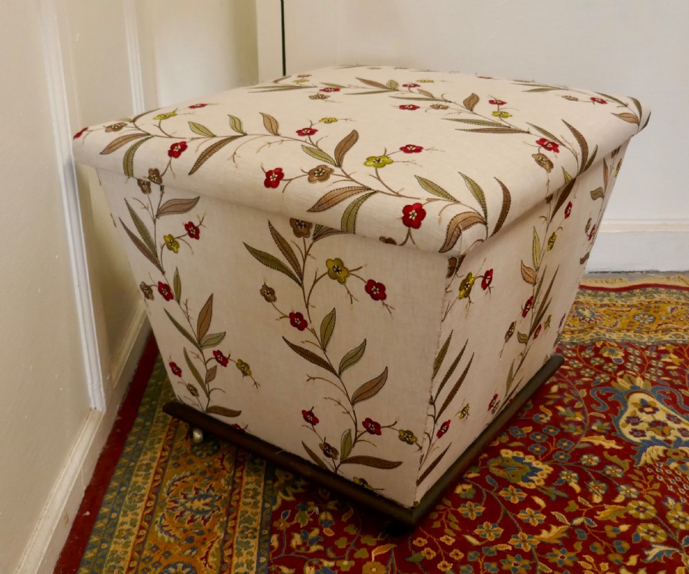 Victorian Square Upholstered Ottoman Stool View IV