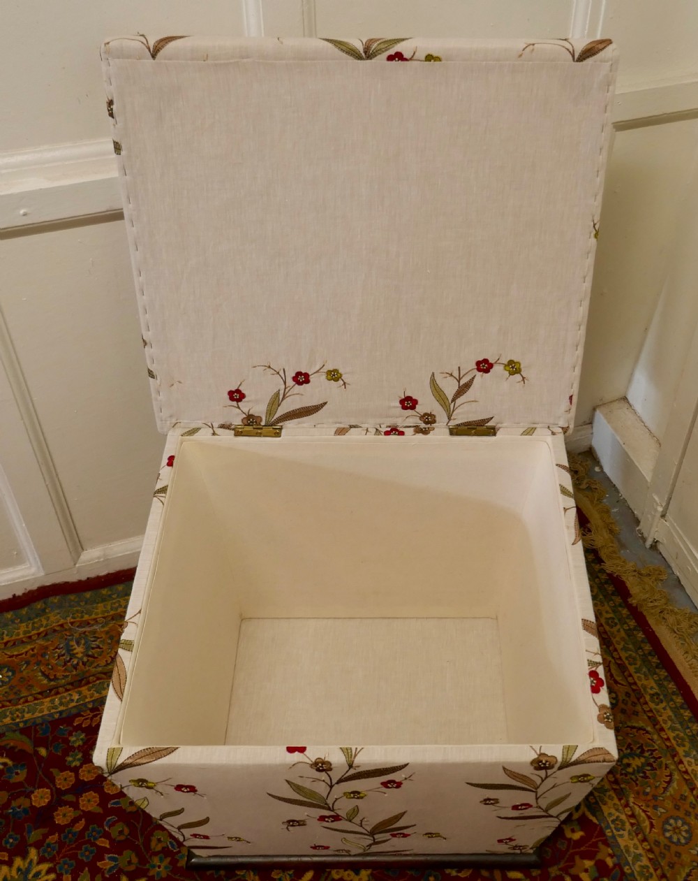 Victorian Square Upholstered Ottoman Stool View V