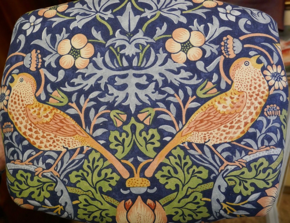 Victorian Mahogany Foot Stool Upholstered in Strawberry Thief  by William Morris   View VI