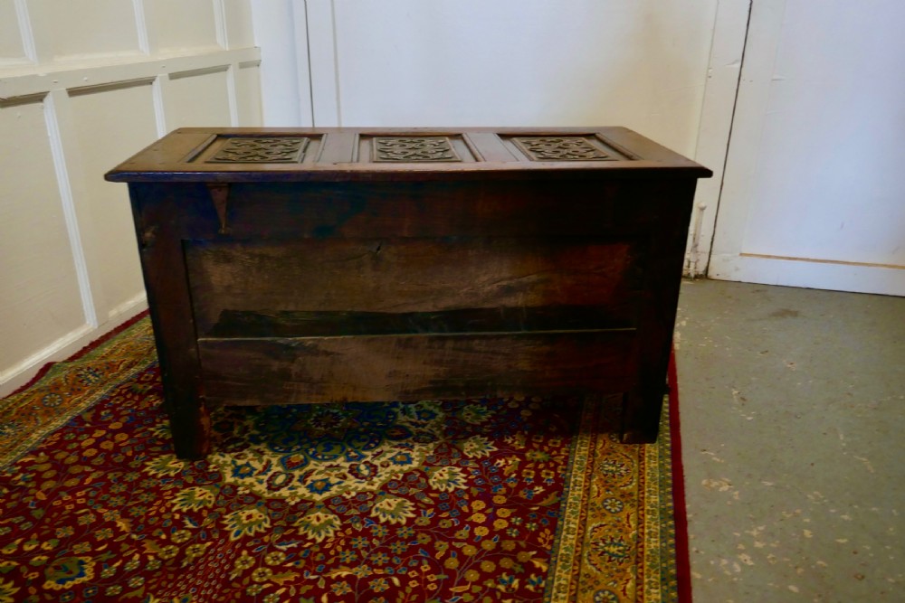 Beautiful Carved Oak Mule Chest, Marriage Chest View VII