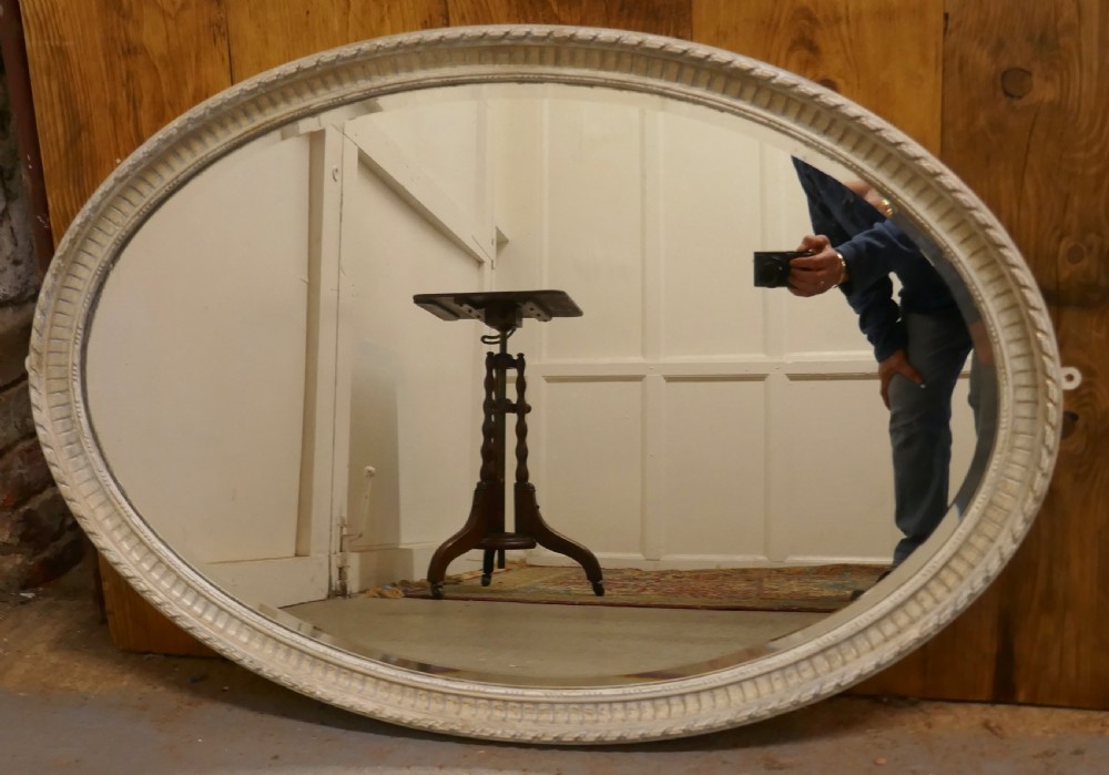 A Large Edwardian Painted Oval Mirror View II