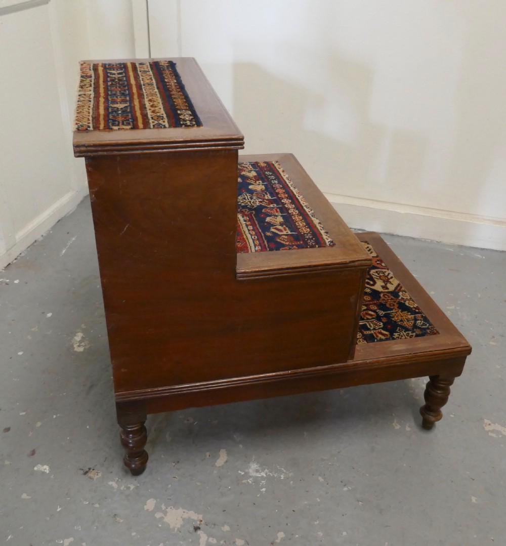  Early Victorian Library Steps or 3 Step Commode on Turned Legs View VIII