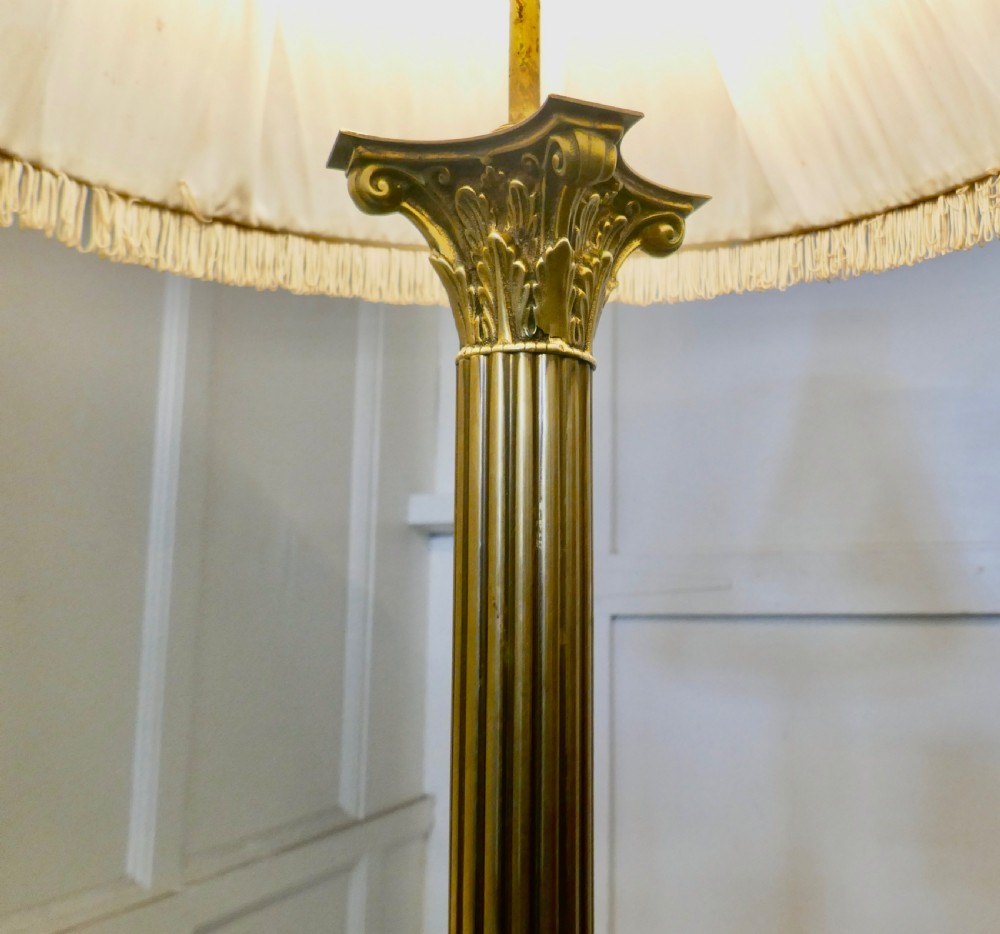 Fluted Brass Column Floor Lamp, Brass Standard Lamp    View III