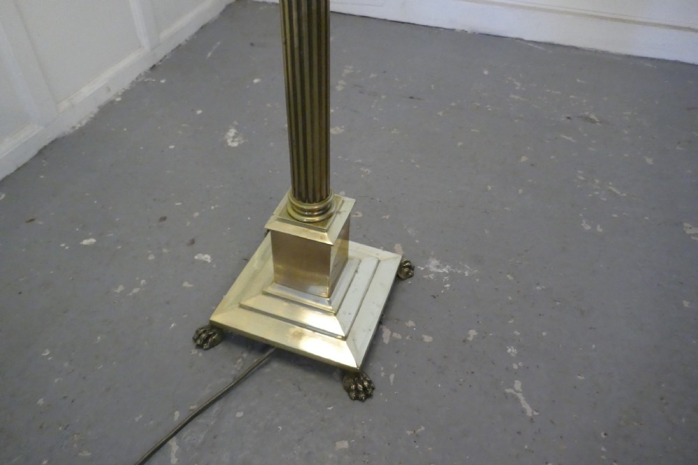 Fluted Brass Column Floor Lamp, Brass Standard Lamp    View IV