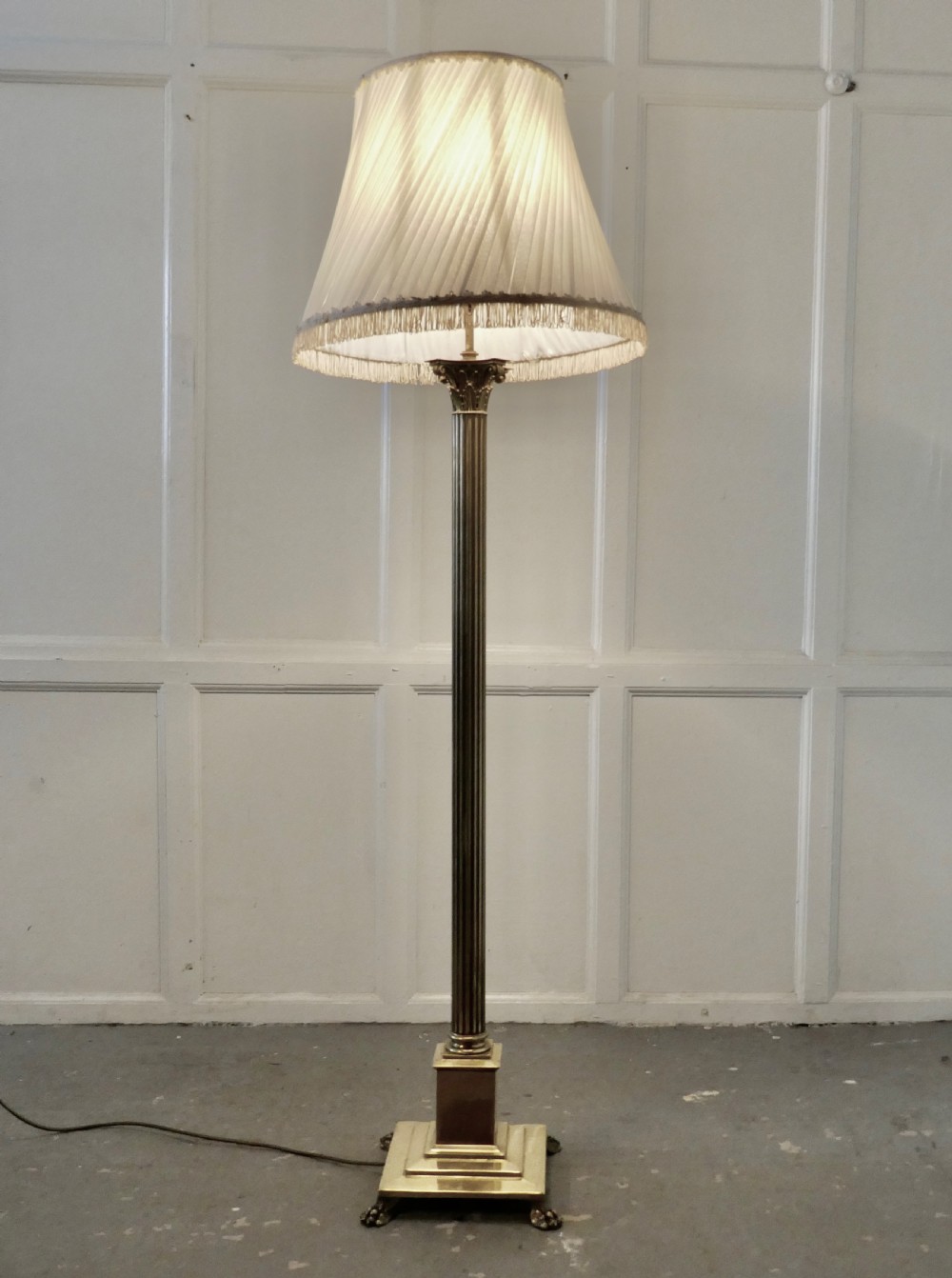 Fluted Brass Column Floor Lamp, Brass Standard Lamp    View V