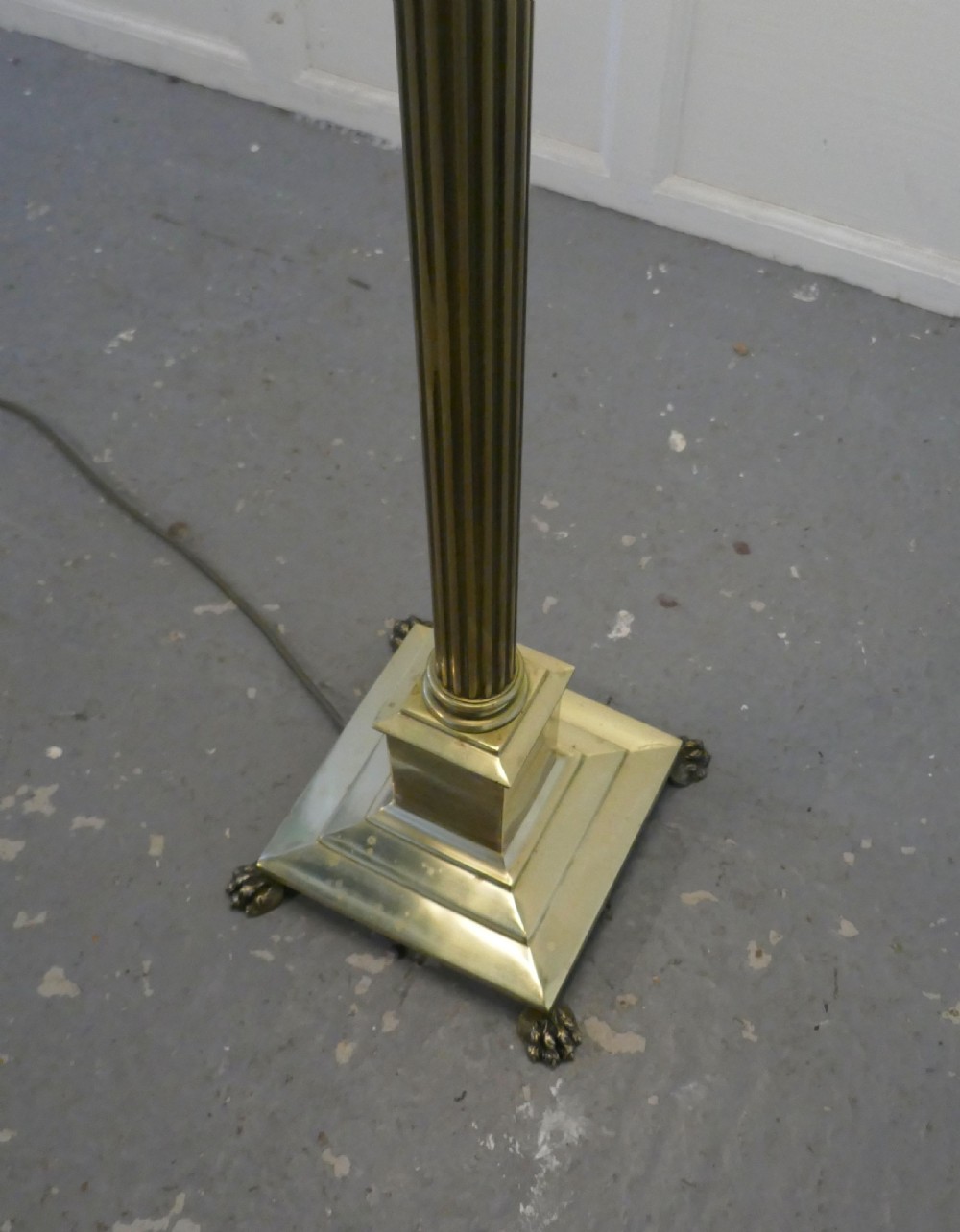 Fluted Brass Column Floor Lamp, Brass Standard Lamp    View VI