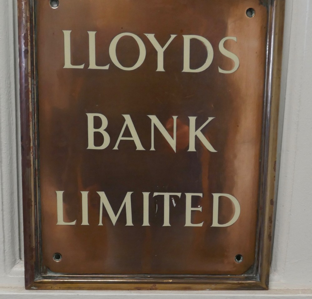 An Etched Copper Enamel Lloyds Bank Ltd Sign  View IV