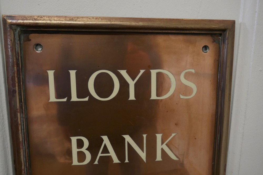 An Etched Copper Enamel Lloyds Bank Ltd Sign  View II