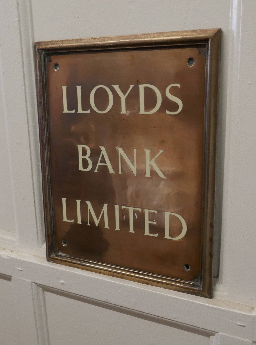 An Etched Copper Enamel Lloyds Bank Ltd Sign 