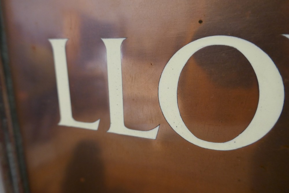An Etched Copper Enamel Lloyds Bank Ltd Sign  View V