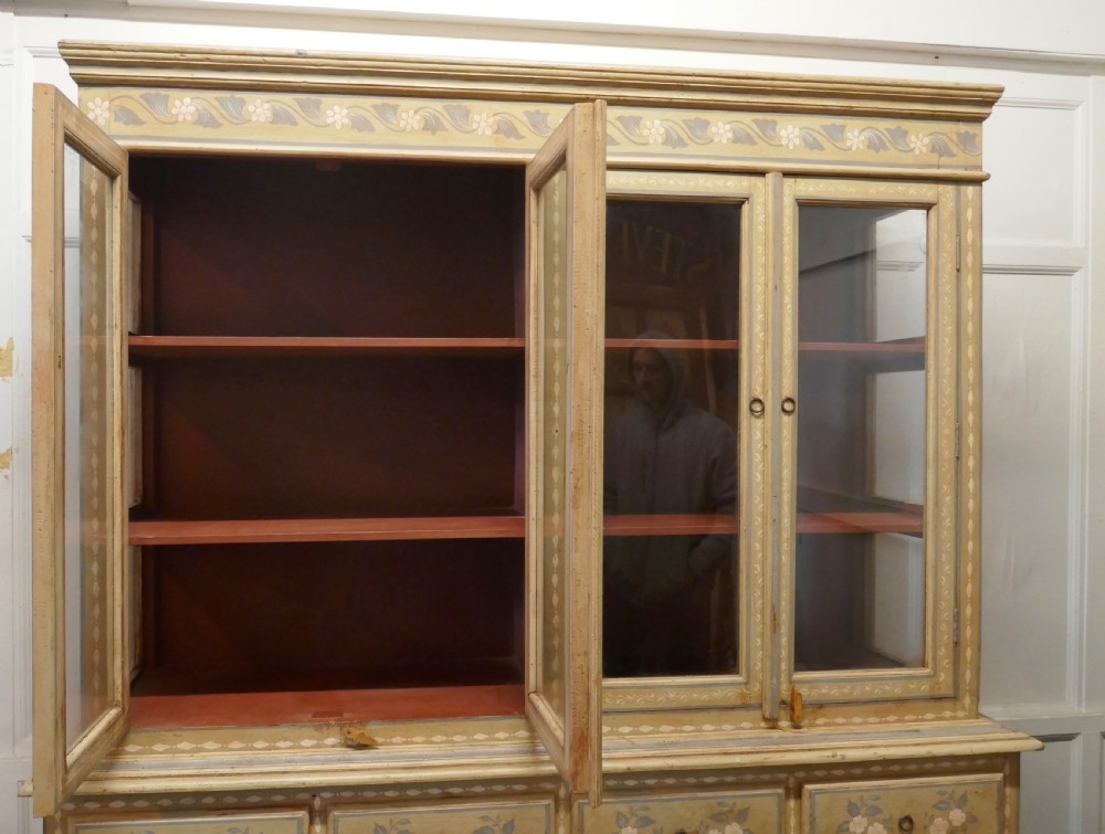 Large Regency Style Hand Painted Glazed Dresser Cupboard View V