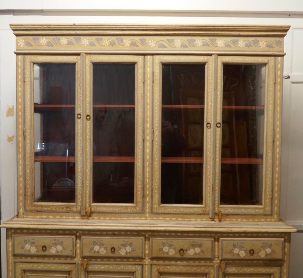 Large Regency Style Hand Painted Glazed Dresser Cupboard View VI