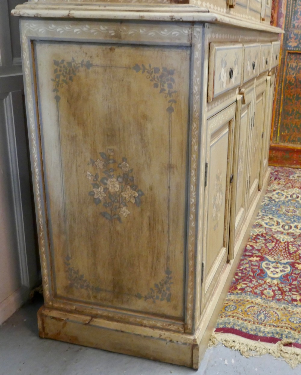 Large Regency Style Hand Painted Glazed Dresser Cupboard View XIV