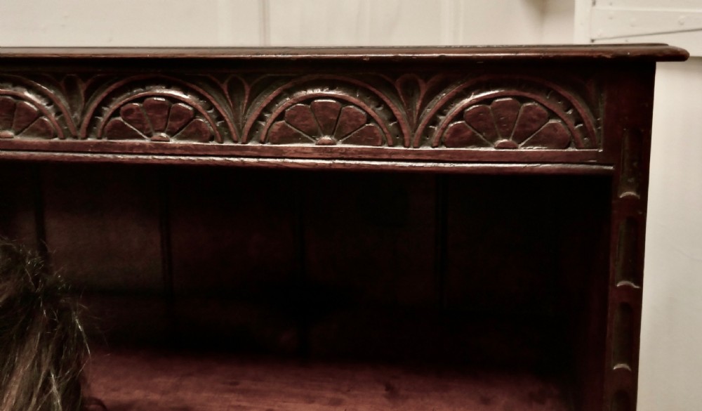 Gothic Carved Country Oak Book Case with Cupboard View II