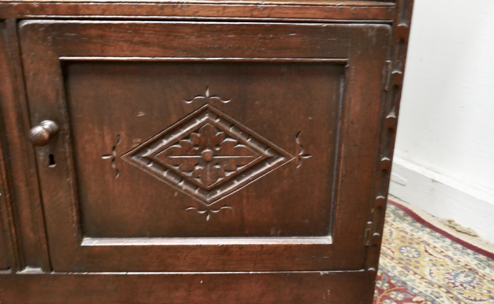 Gothic Carved Country Oak Book Case with Cupboard View III