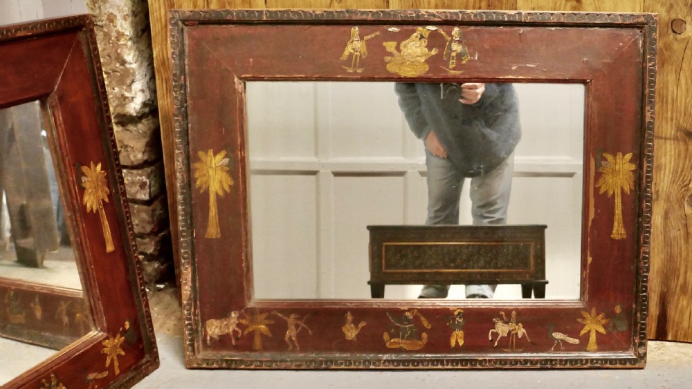 A Pair of Anglo-Indian Folk Art Painted Wall Mirrors   View III