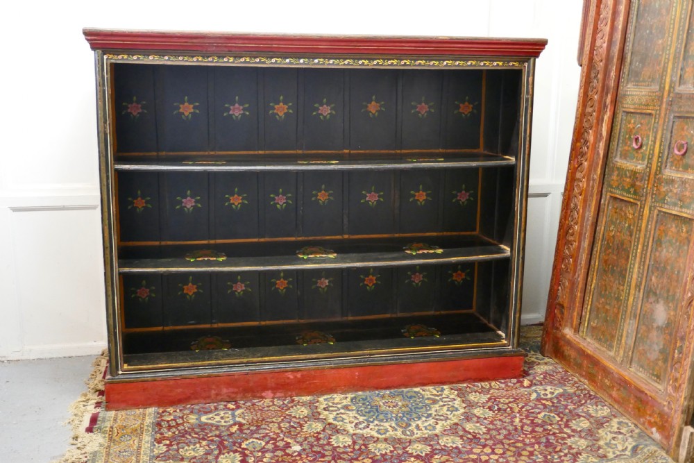 Large Folk Art  Painted Open Bookcase. View II