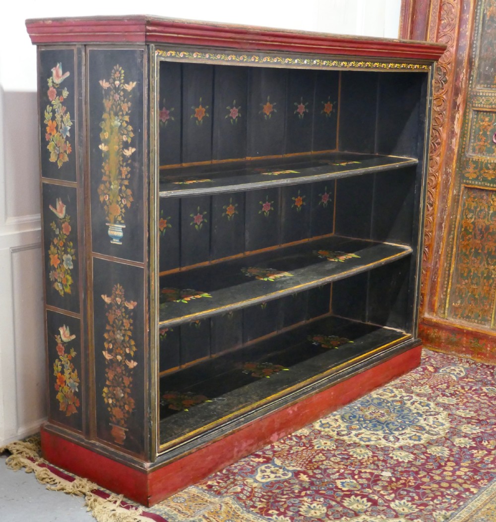 Large Folk Art  Painted Open Bookcase. View III