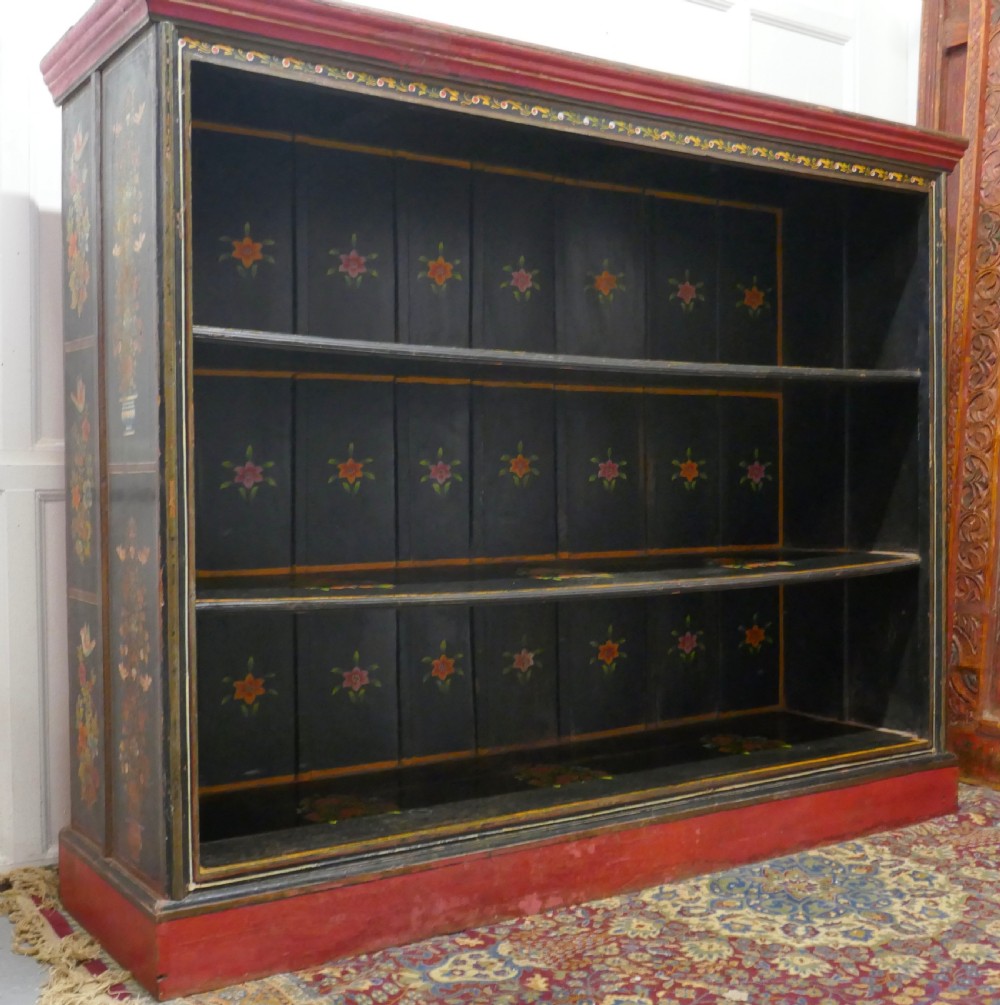 Large Folk Art  Painted Open Bookcase. View V
