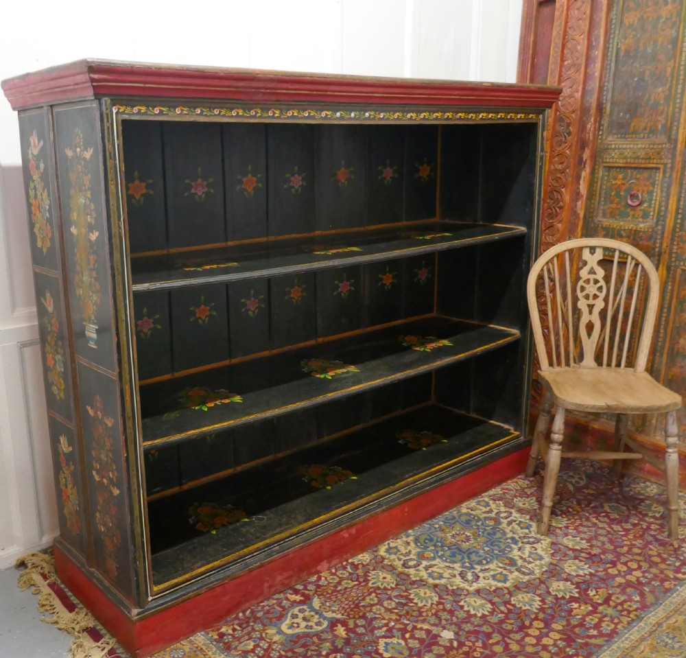 Large Folk Art  Painted Open Bookcase. View XV