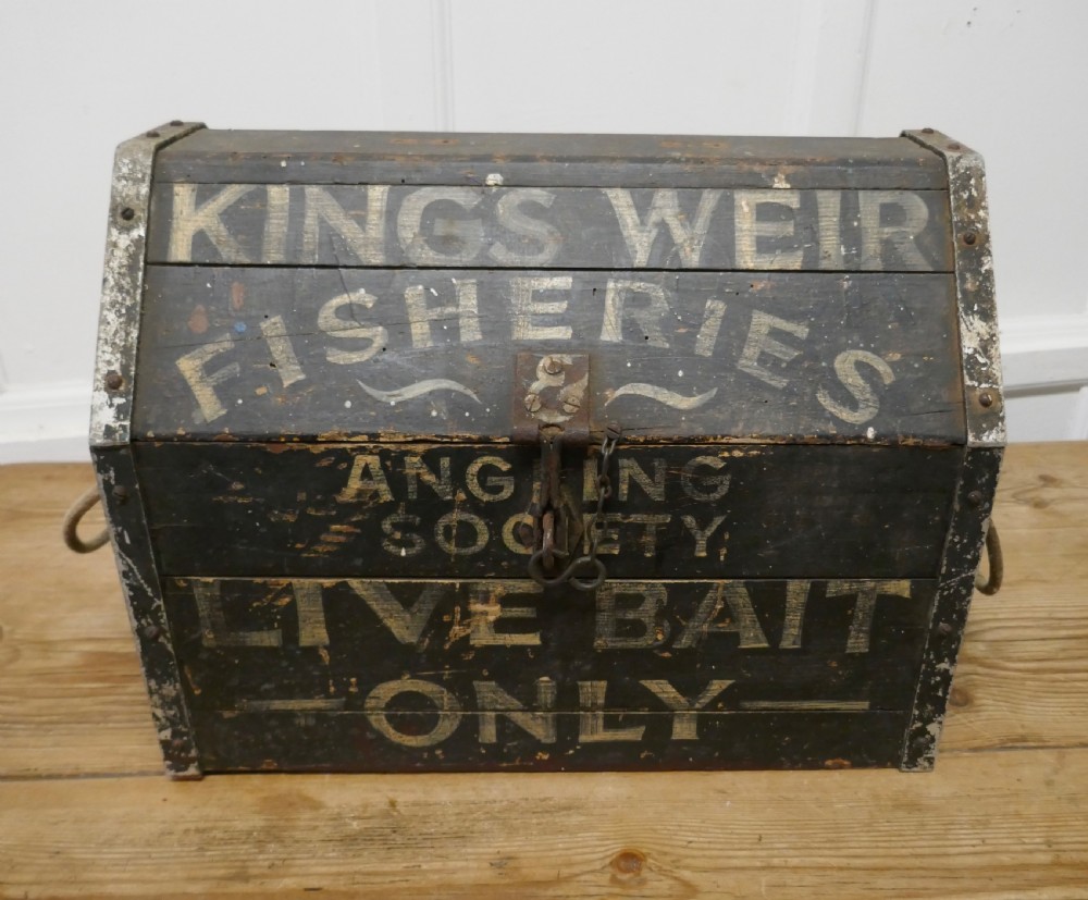 A Victorian Pine Fishing Bait Box 