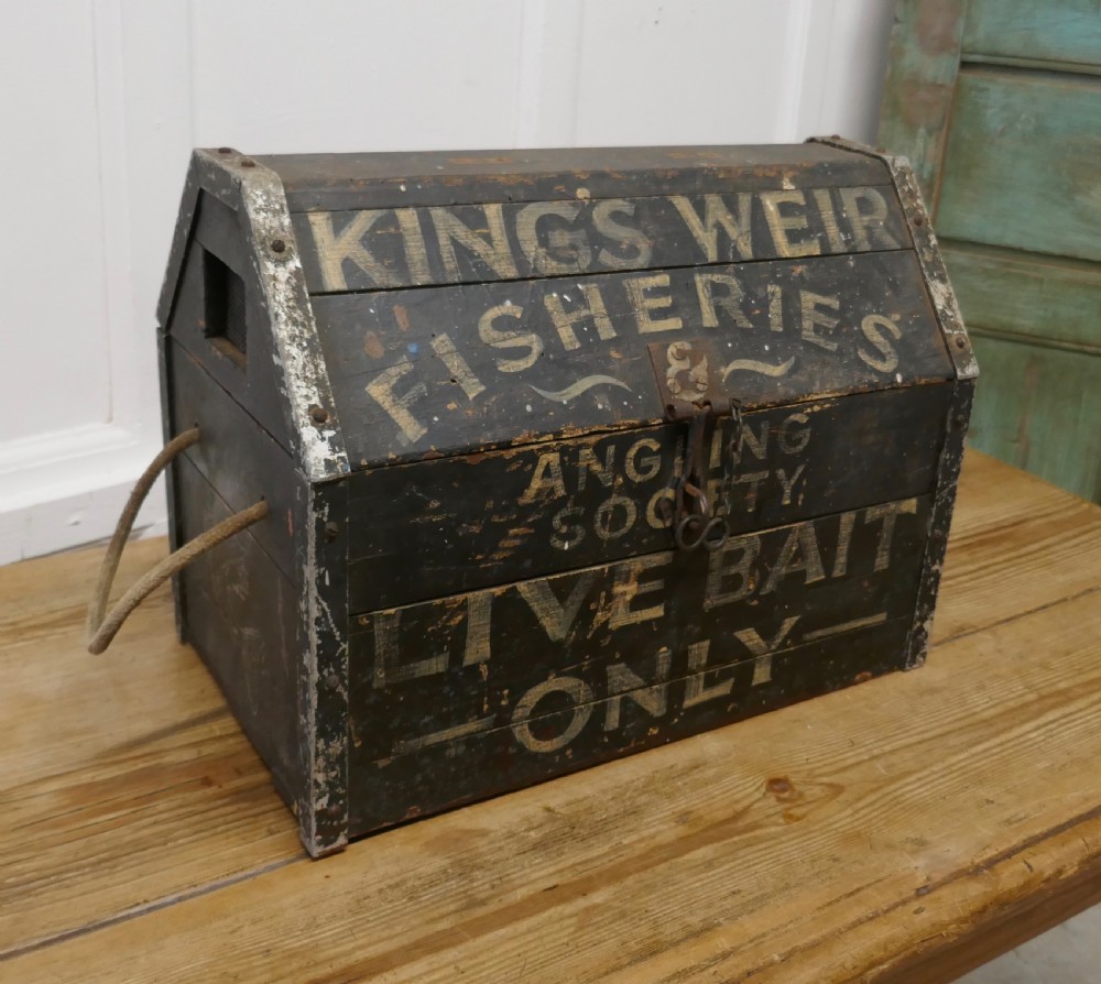 A Victorian Pine Fishing Bait Box  View II