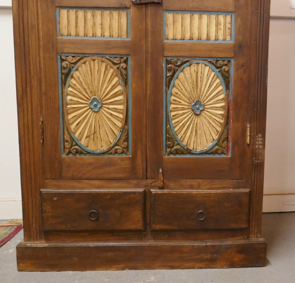 Glazed Folk Art Carved 2 Door Cupboard View III